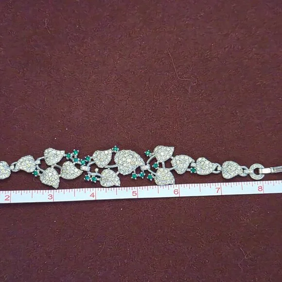 Signed Pennino Rhinestone Bracelet 7.5” Vintage 1930s–40s NY Designer Jewelry - Picture 4 of 5